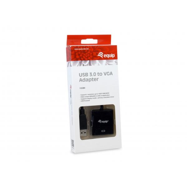 Equipaggiamento equipaggiamento 133384 USB 3.0 all'adattatore VGA, 1080p, USB 3.2 Gen 1, USB Type-A, VGA (D-SUB) Output