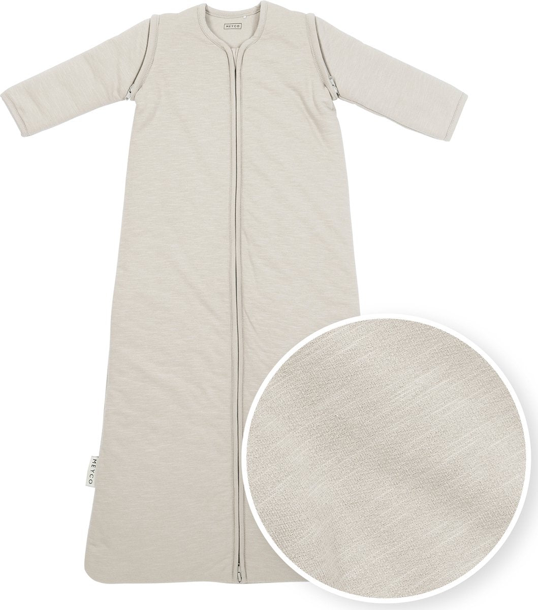 Saco de dormir para bebé Meyco baby slub con mangas desmontables - gris - 110 cm - 2,5 tog