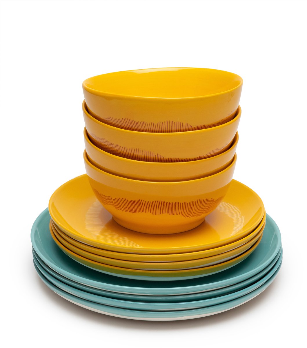 Serax - festa ottolenghi - servizio tavola - giallo azzurro - 12 pezzi