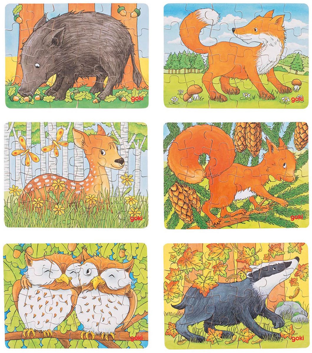 Goki Wooden Mini Puzzle Forest Animal, 24st.