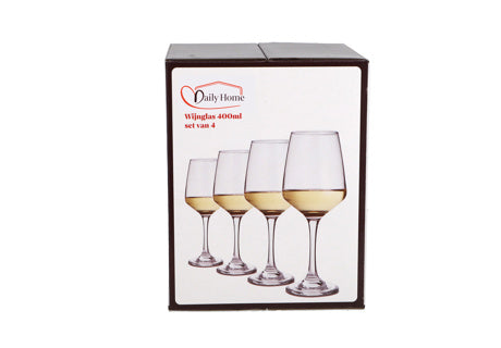 Bicchiere da vino quotidiano per la casa da 400 ml, set da 4 | 6 pezzi