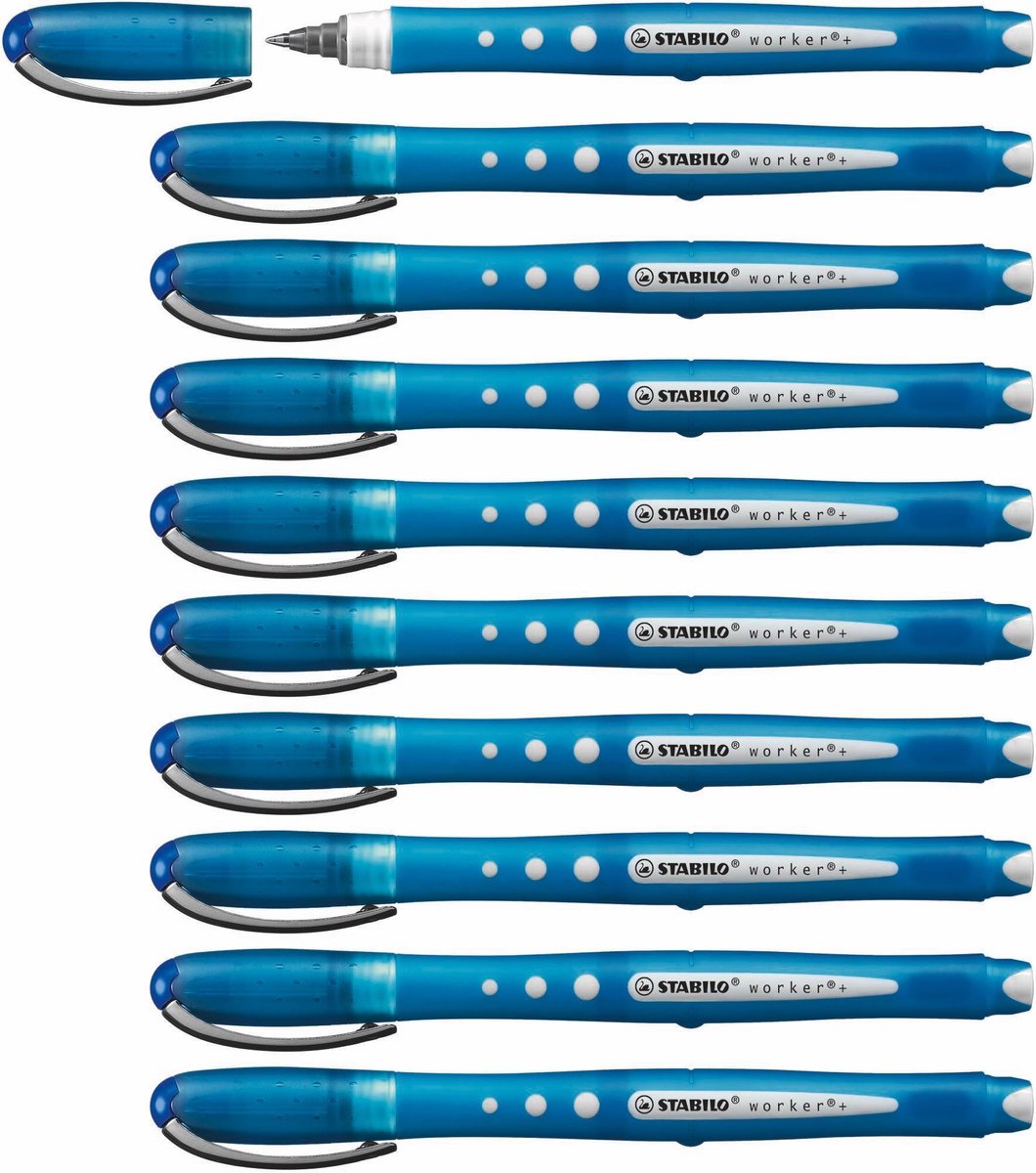 Stabilo worker+ colorful - rollerball 0.5 mm - blauw - doos 10 stuks