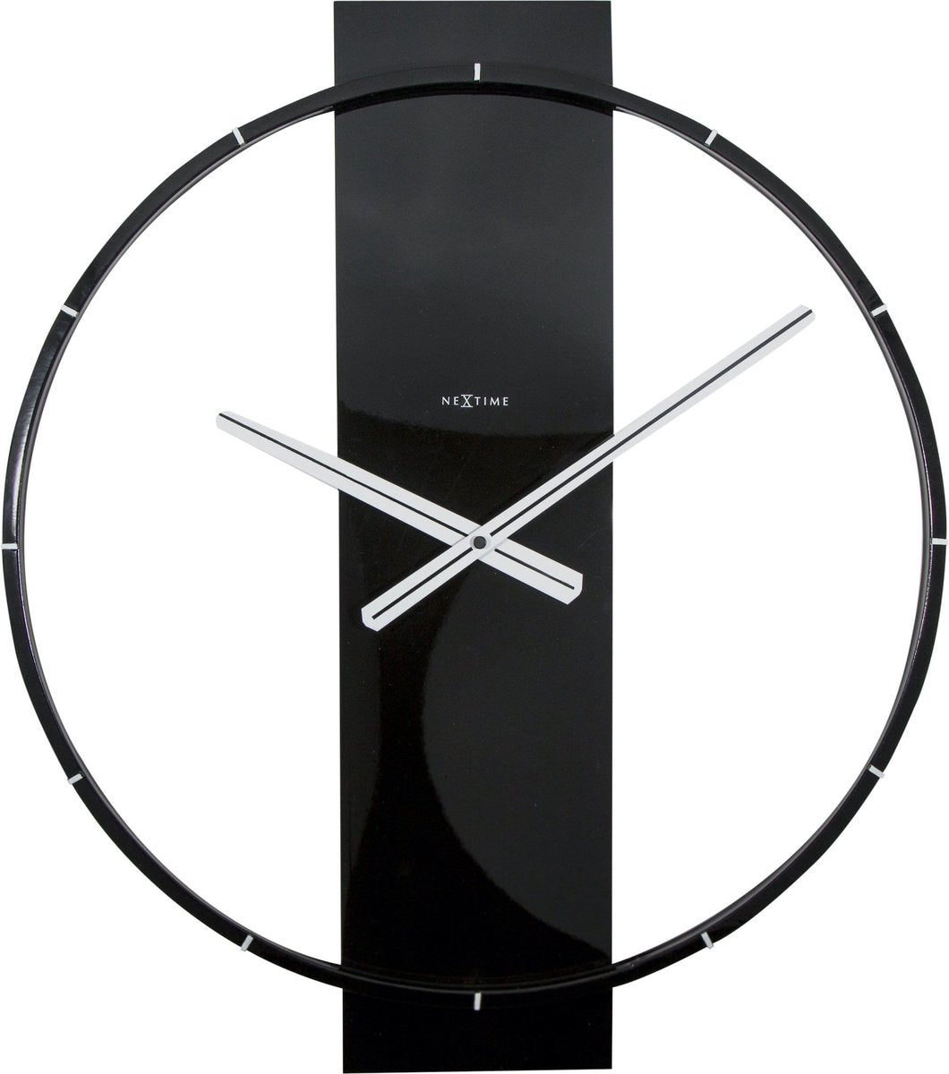 Nextime carl – wandklok – 50.8 × 58.2 × 4.3 cm – hout staal – zwart