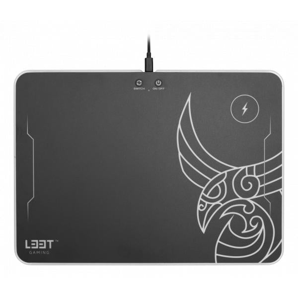 L33T Gaming L33T Gaming 160378 Kvennavagn RGB Hard Gaming Mat W Qi Charge, 355 x 255 x 5,8 mm, nero