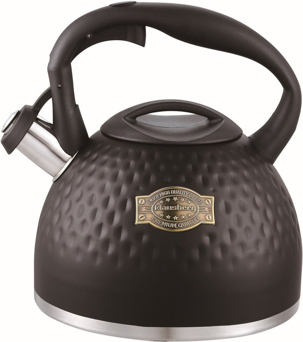 Klausberg kb-7643 - tetera con silbido - 3 litros - acero inoxidable - todas las fuentes de calor - negro