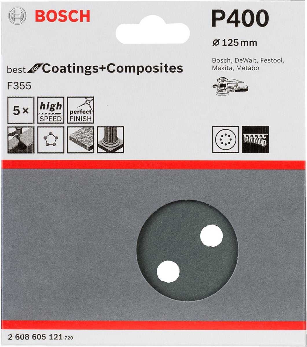 Bosch 5 fogli abrasivi ø125 migliori rivestimenti 8.400