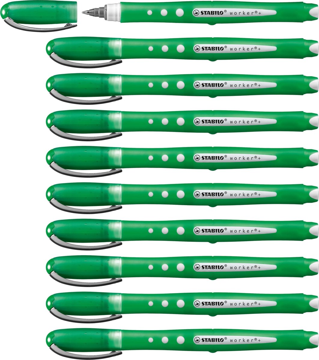 Stabilo lavoratore+ colorato - roller 0,5 mm verde - scatola da 10 pezzi