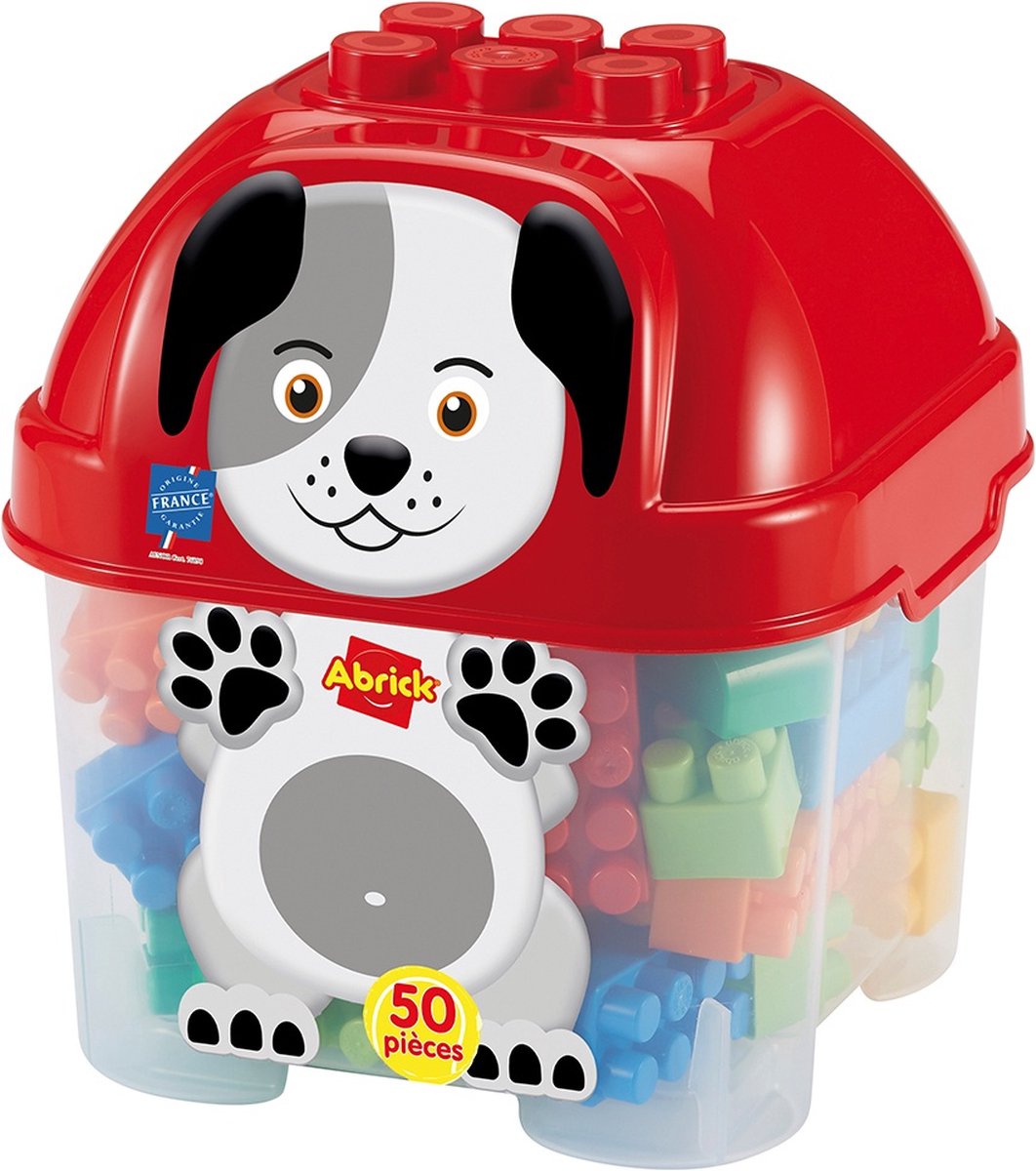 Abrick Building Blocks Dog in Storage Box, 50dlg.