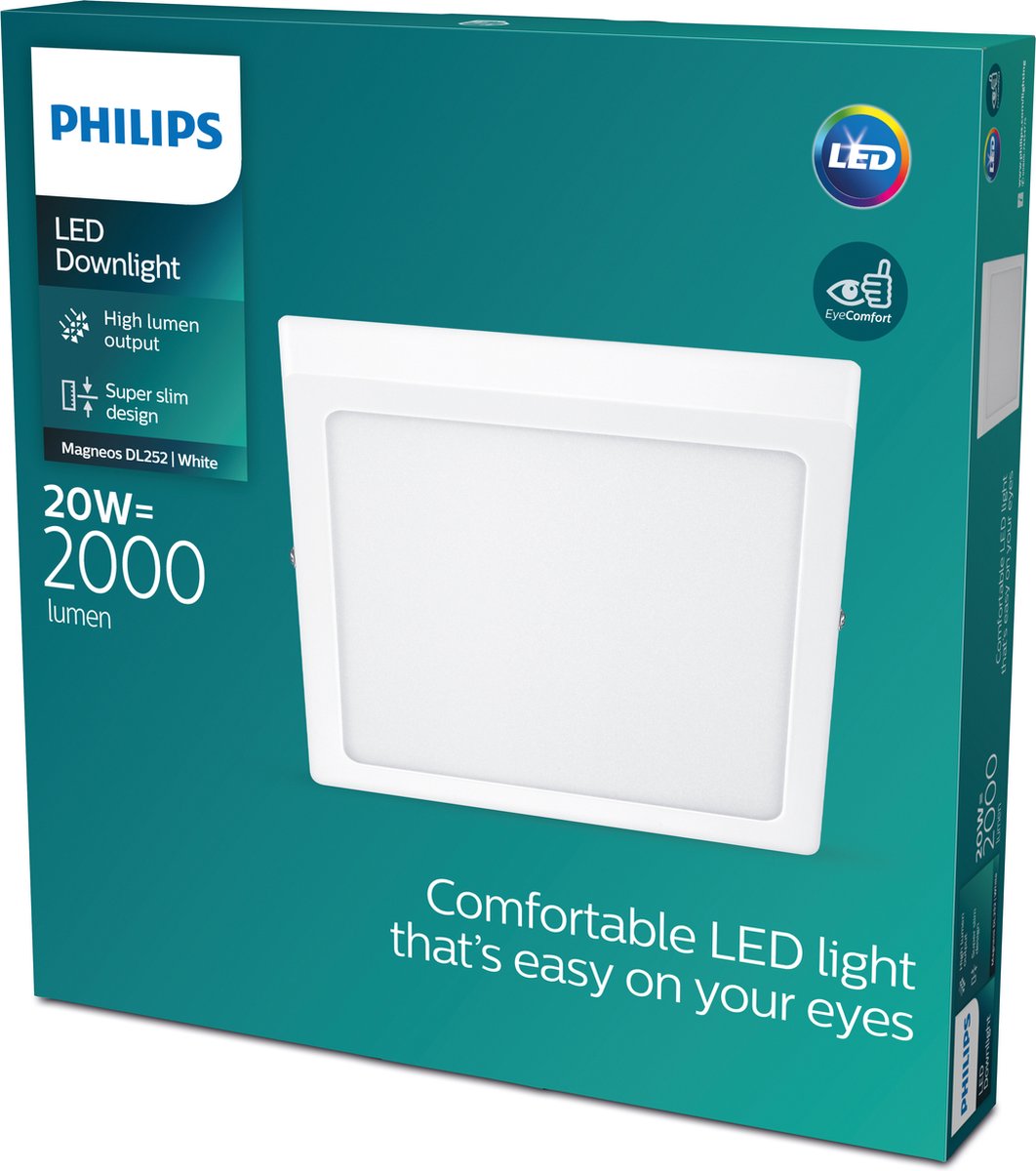 Lampada da soffitto Philips LED Philips Magneos - bianca - quadrata - grande - 20 W