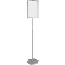Vrijstaand informatiebord bi-office zilver hoogteverstelbaar