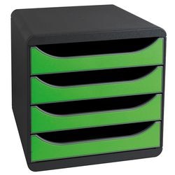 Cassettiera exacompta big-box nera, plastica verde