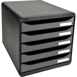 Cassettiera exacompta big box plus nera, plastica argento