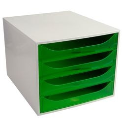 Cassettiera exacompta ecobox grigio chiaro, plastica verde