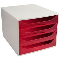 Cómoda exacompta ecobox gris claro, plástico rojo