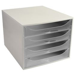 Cassettiera exacompta ecobox bianca, plastica trasparente