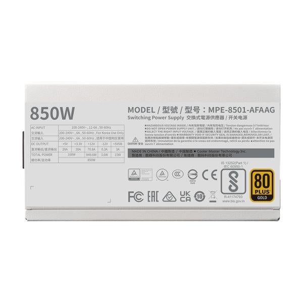 Cooler Master Cooler MPE-8501-AAGE-3G MWE GOLD V2 EU, 850W, ATX3.0, 12VHPWR, = 90%, 120 mm, bianco