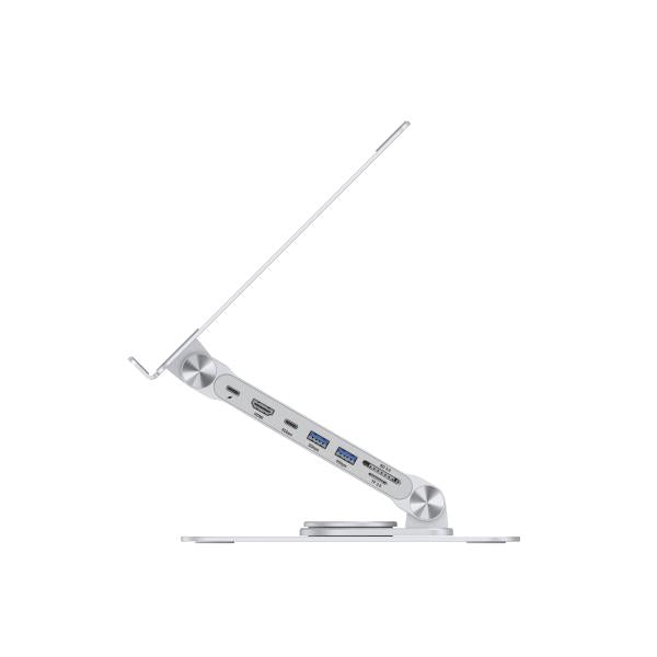 Concepttronic Concepttronic Stand per laptop Donn27G con stazione docking 7 in 1, rotazione a 360 °, USB 3.2 Gen 1 di tipo C