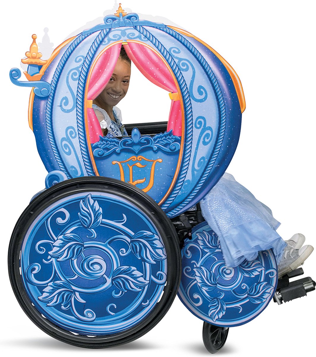 Disfraz princesas disney - cenicienta, funda adaptable para silla de ruedas con carruaje de princesas disney, talla única, niña
