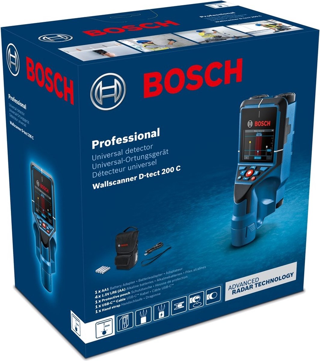 Escáner de pared azul bosch d-tect 200 c profesional | detector - 0601081600