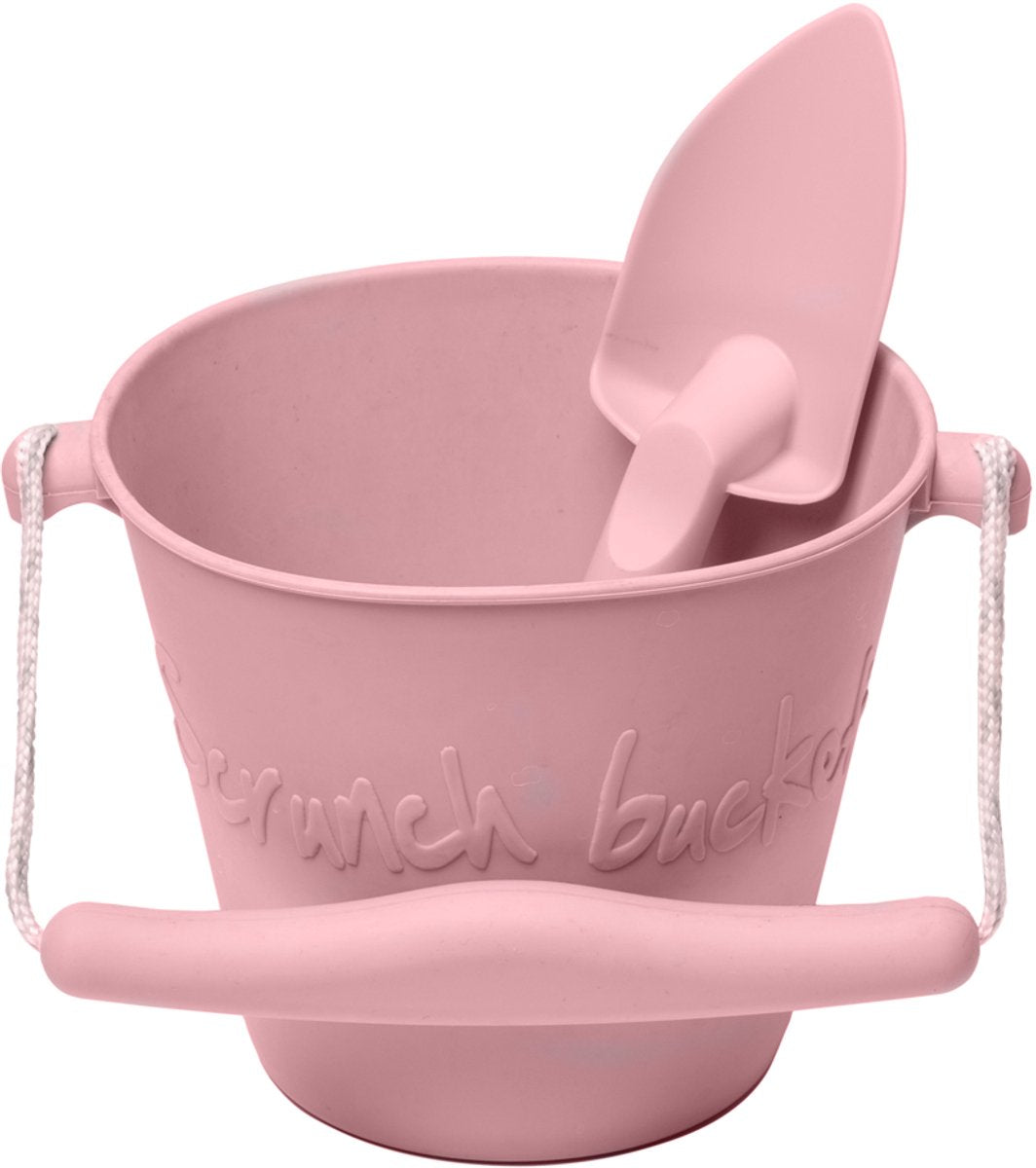 Secchiello e paletta Scrunch - rosa - pieghevole - riciclabile