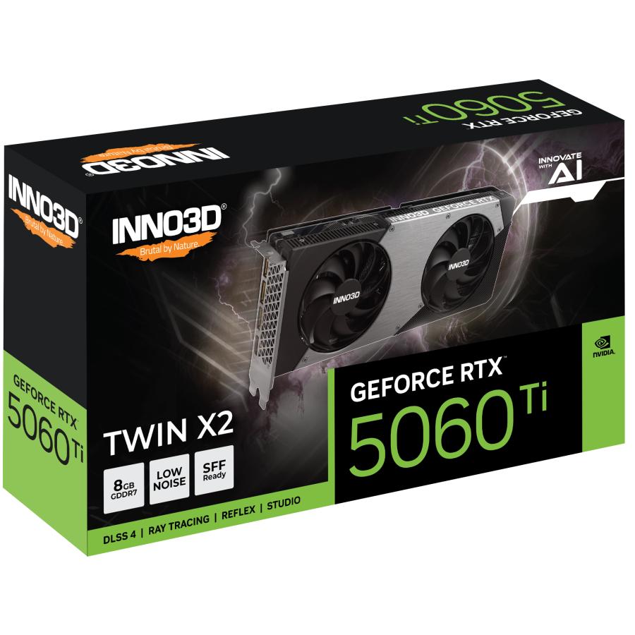 Inno3D N506T2-08D7-193075N GeForce RTX ™ 5060 TI 8GB Twin X2, 8 GB, GDDR7, 128-bit, 650 W