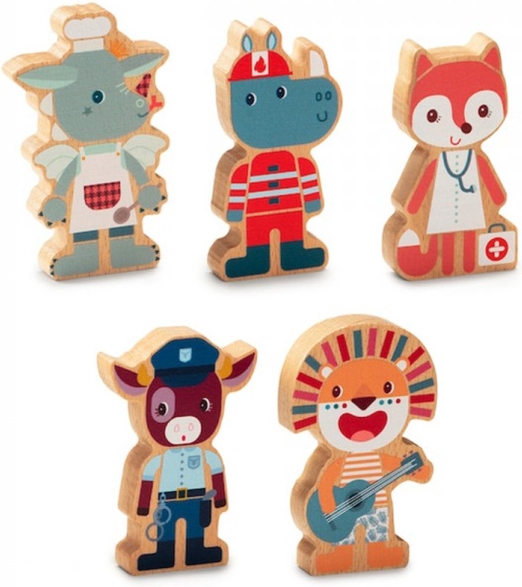 Personaggi in legno Super Mestieri di Lilliputiens - 5 pezzi