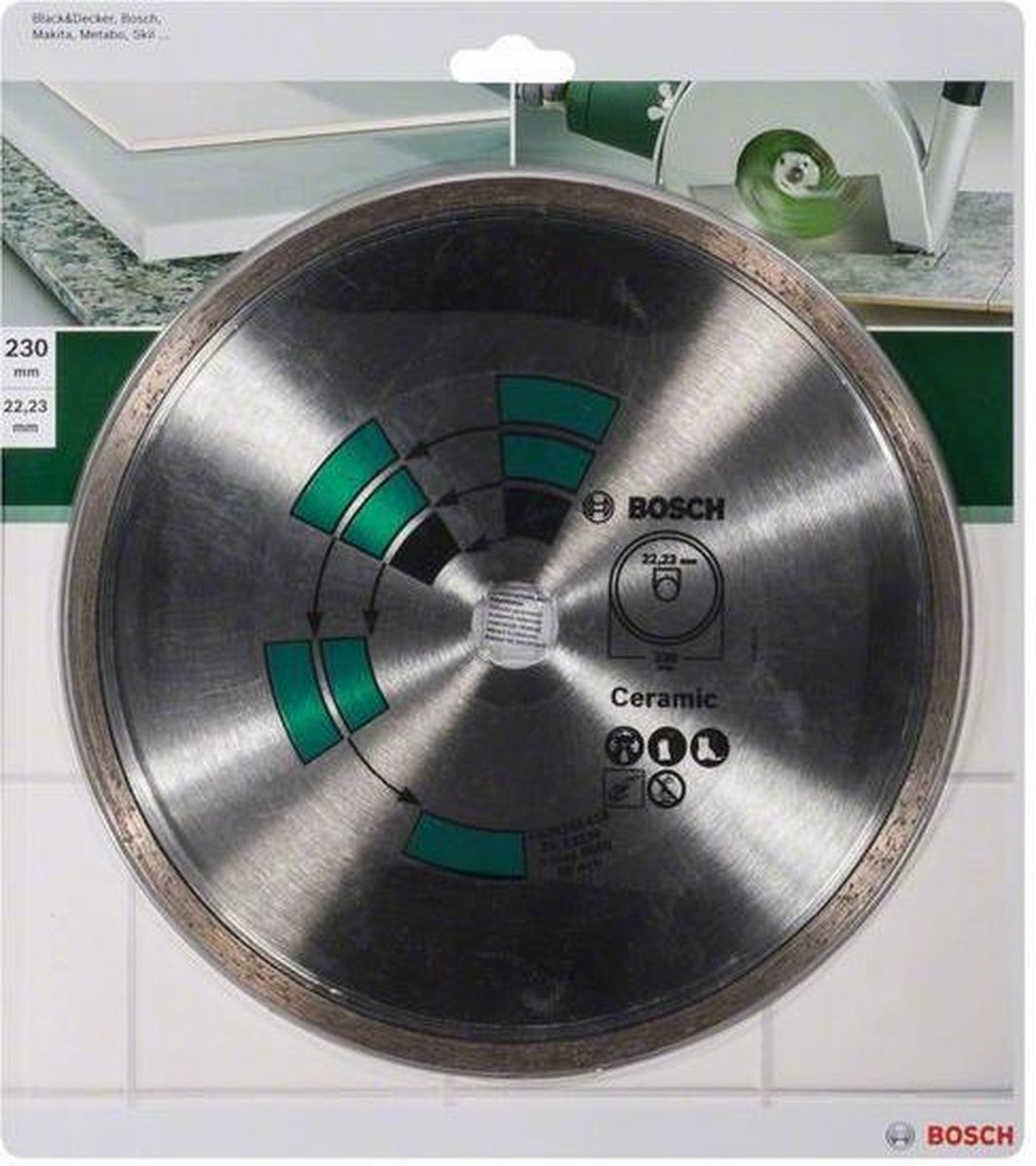 Disco abrasivo de diamante Bosch para baldosas de cerámica, 230 mm, 22,23