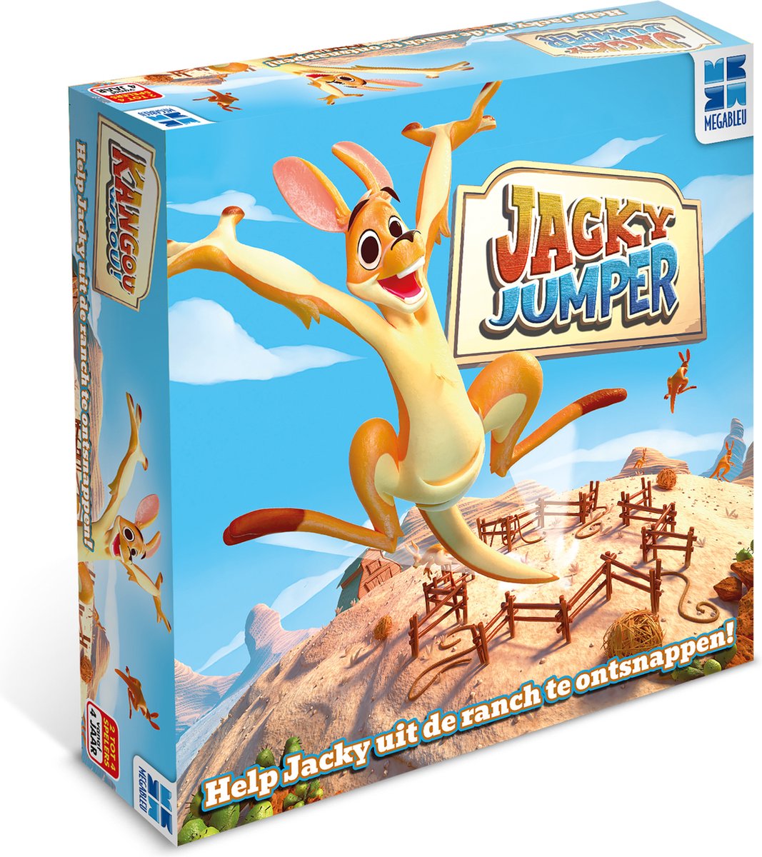 Megableu jacky jumper - jacky jumper - grappig actiespel met stuiterende kangoeroes - kinderspel vanaf 5 jaar - 2-4 spelers - met trampoline speelveld
