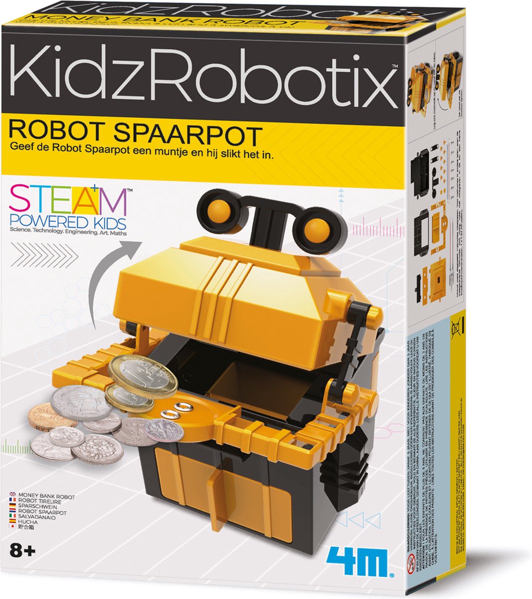 4m ciencia y juegos - construye tu propia hucha robot - kit de construcción - kidzrobotix - 8+