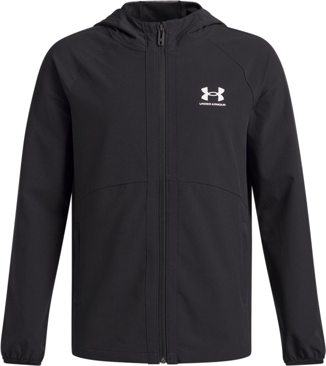 Giacca sportiva da ragazzo Under Armour UA Vibe Woven Windbreaker-BLK - Nera - Bianca
