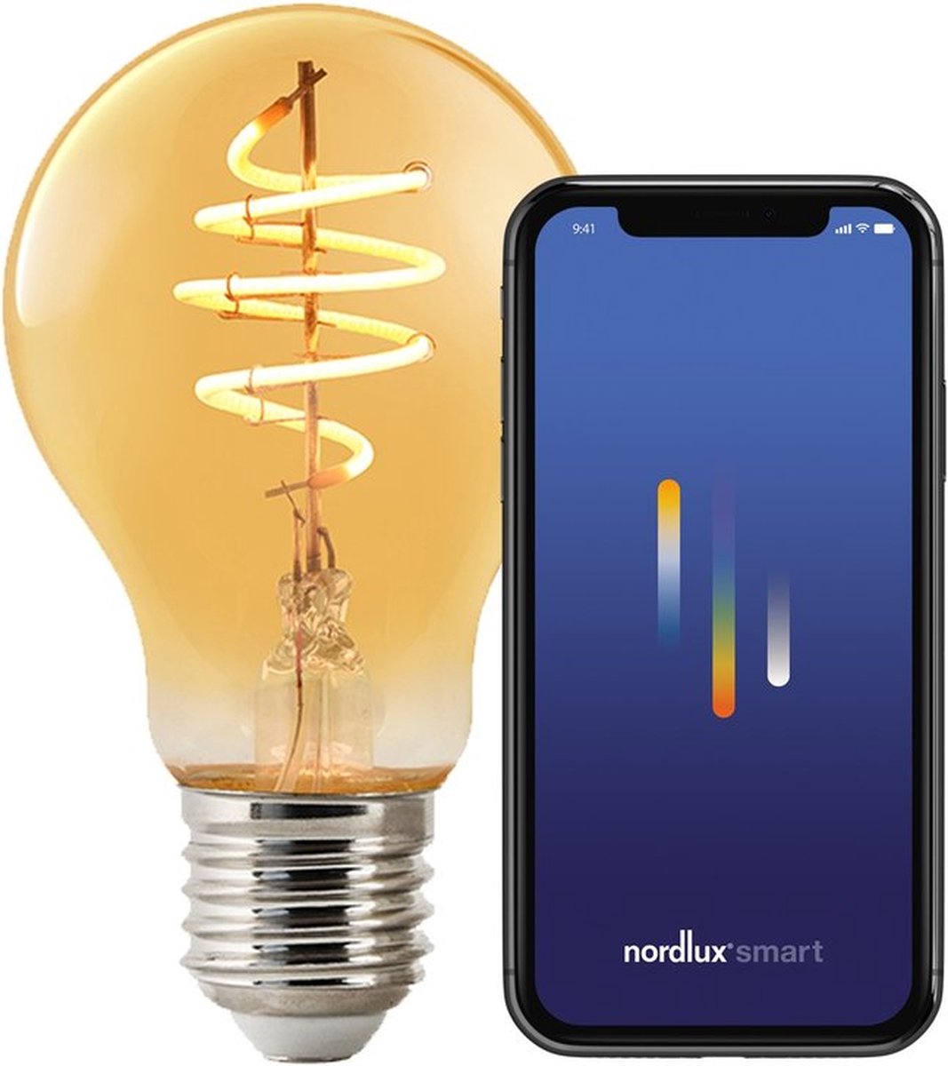 Nordlux a60-lichtbron-smart-filament-e27-gold-deco spiral-2200k