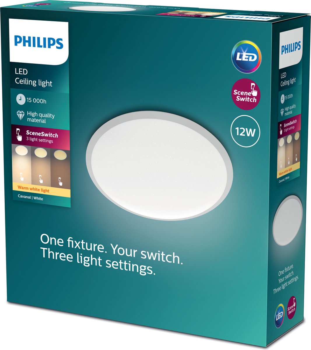 Lampada da soffitto Philips LED Philips Cavanal - bianca - rotonda - piccola - luce bianca calda - 12 W