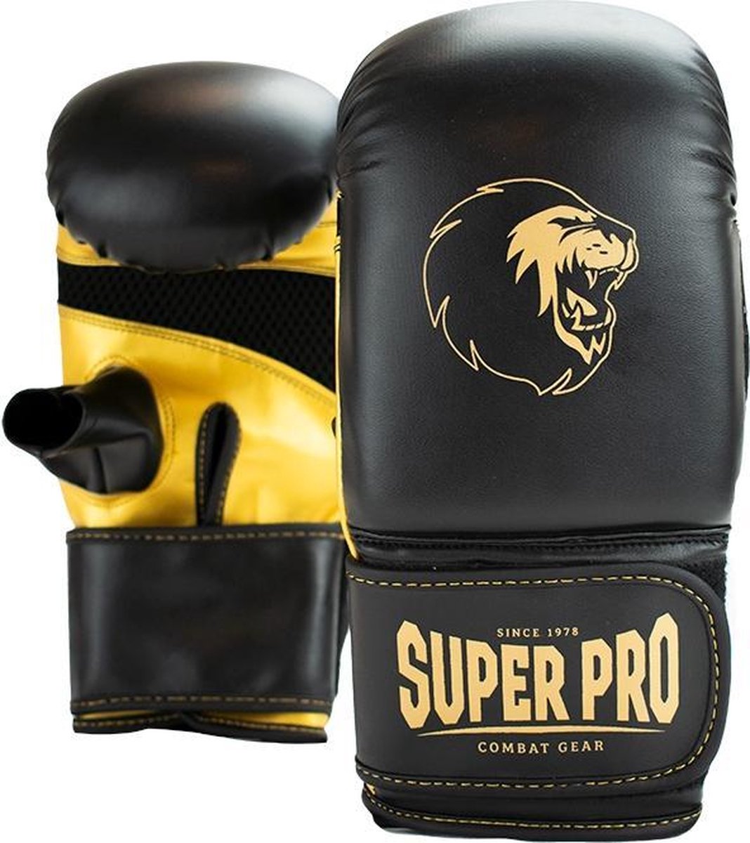 Super pro combat gear victor bokszakhandschoenen zwart goud medium