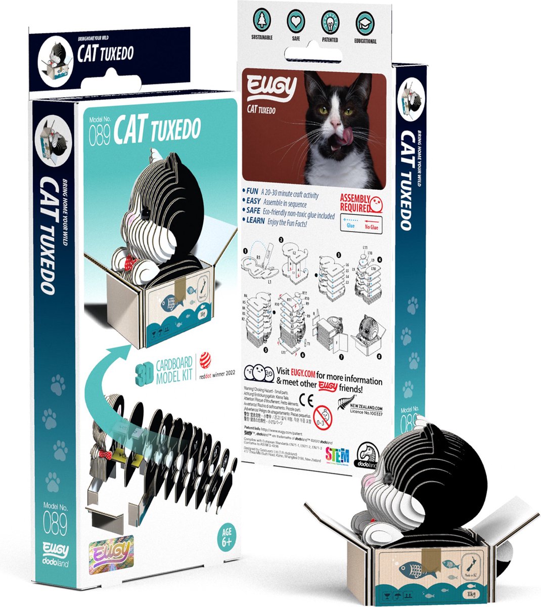 Puzzle 3d Eugy - gatti - smoking - gatti - sostenibile - collezionali tutti - 6 anni