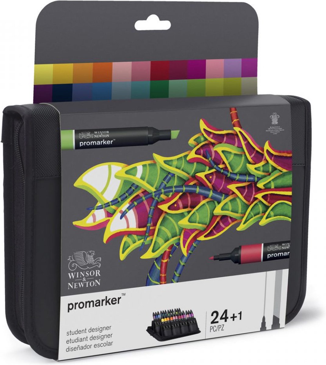 Winsor newton 0290030 promarker 24 set in portafoglio | Pennarelli professionali per layout a 2 punti, pennarelli ad alcool