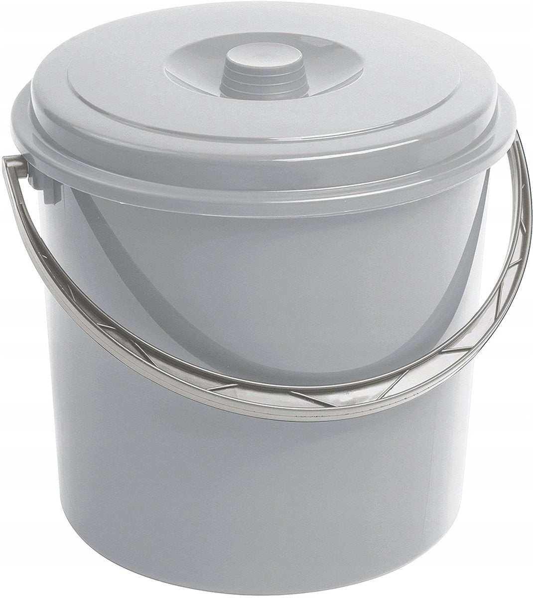 Curver - secchio con coperchio 12 l - comoda maniglia - grigio - 241750