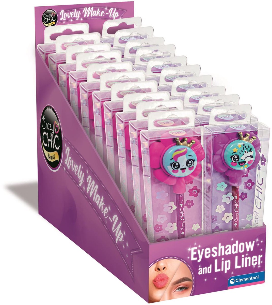 Clementoni ombretto e matita per labbra Crazy Chic Flower - rosa viola
