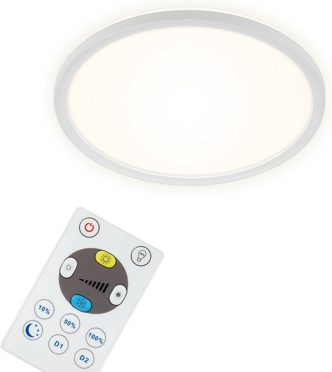 Briloner slim - Lámpara de techo LED - Lámpara de techo regulable - con retroiluminación - incl. mando a distancia - 18 vatios - 2400 lúmenes - blanco
