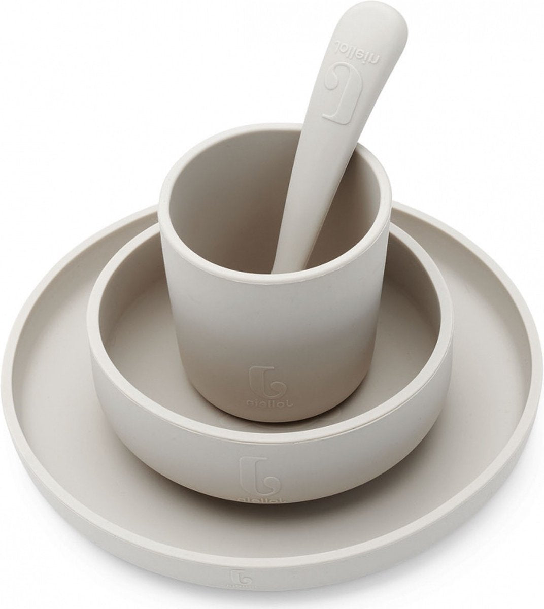 Jollein - set stoviglie per bambini 4 pezzi (torrone) - silicone - stoviglie per bambini, posate per bambini - 6-18 mesi