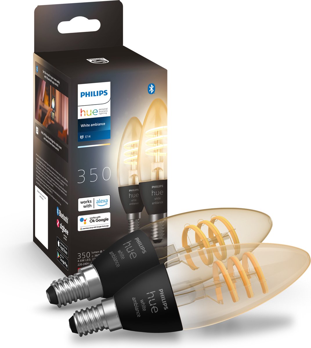 Philips Filament Candle E14 2-Pack