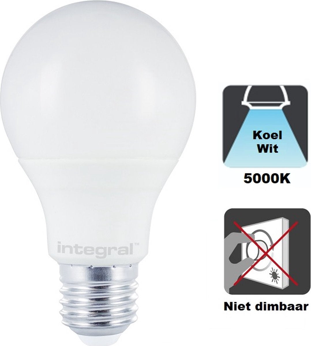 LED integral - Lámpara LED E27 - 9,5 vatios - 5000k - 1055 lúmenes - cubierta esmerilada - no regulable