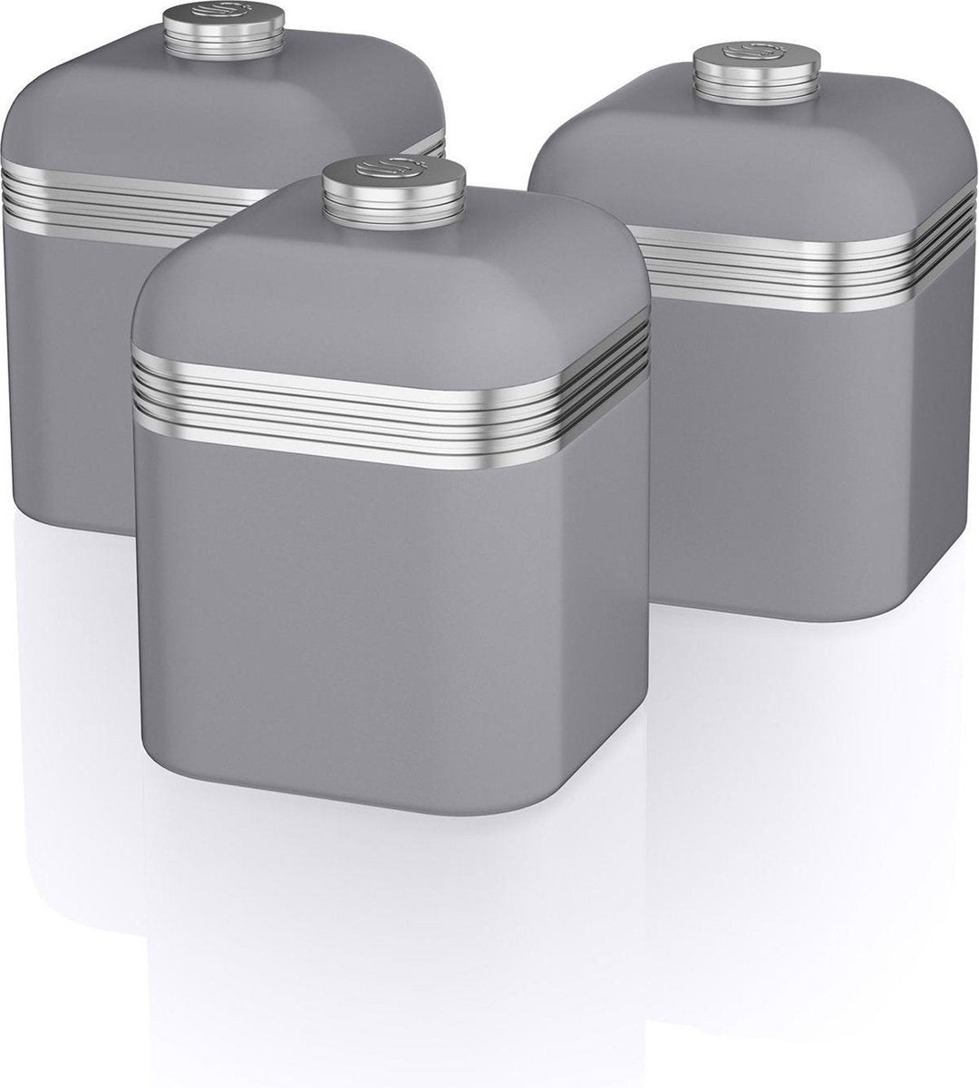 Swan - barattoli portaoggetti - set da 3 - grigio