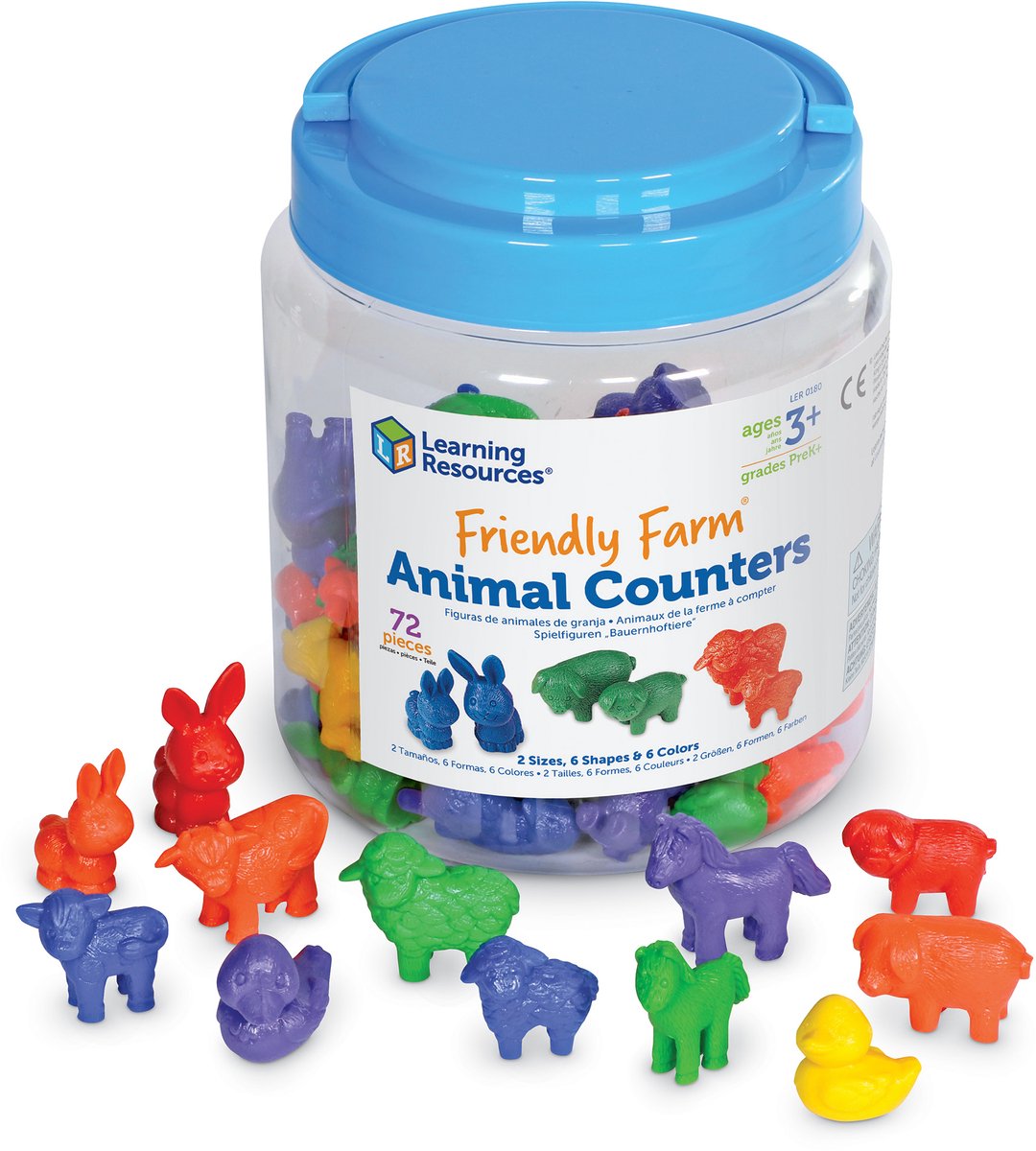 Contadores de animales de Learning Resources Friendly Farm® (juego de 72) - 1+