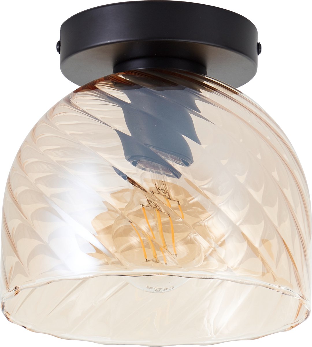 Brilliant casto - plafón - e27 max 1x25w - cristal - ámbar - negro