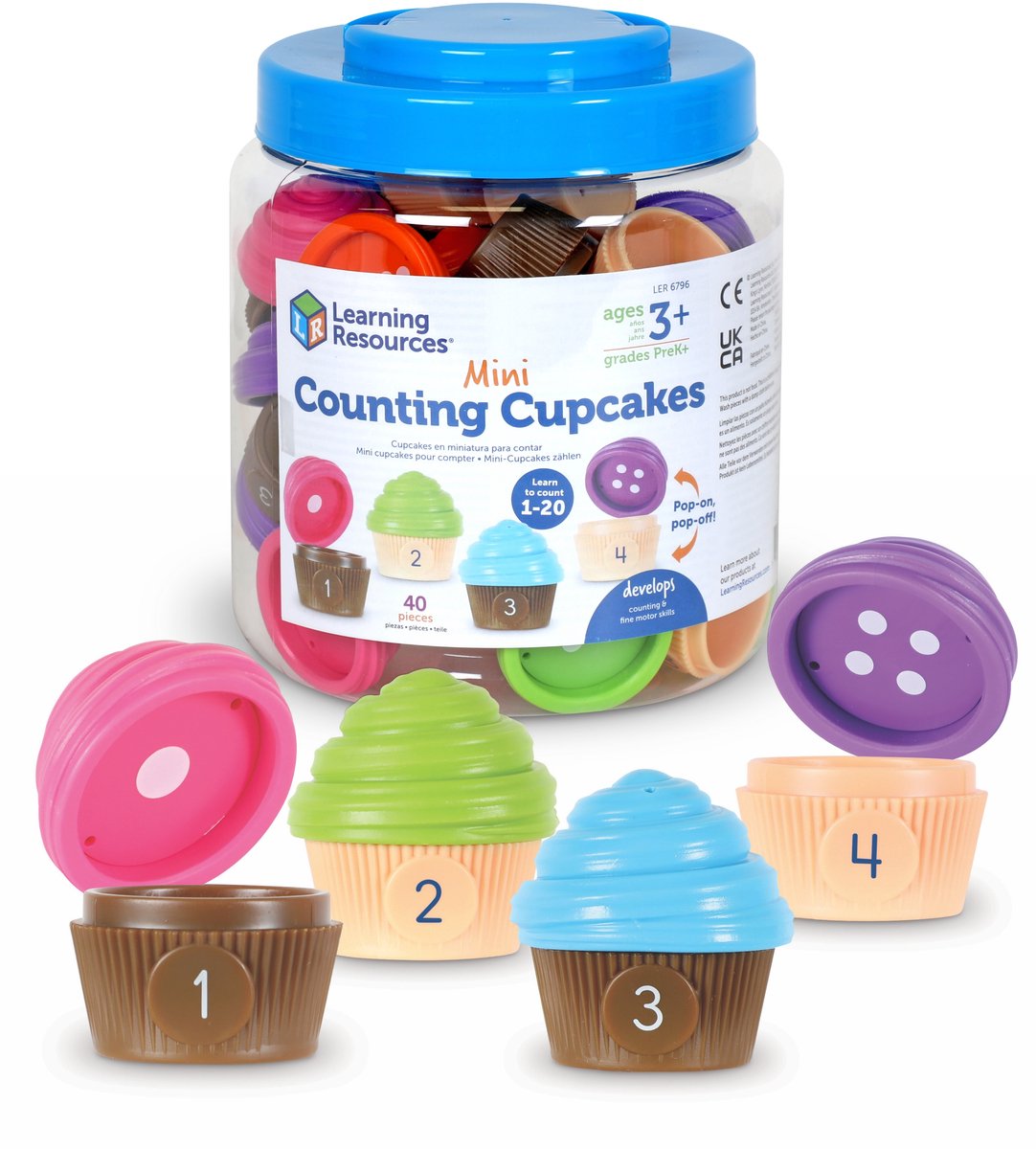 Gioco di conteggio delle risorse didattiche, mini conteggio dei cupcakes, giocattoli educativi. - 3+