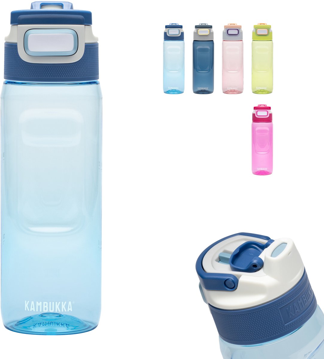 Borraccia Kambukka Elton da 750 ml - blu cristallo con coperchio 3 in 1 e facile pulizia