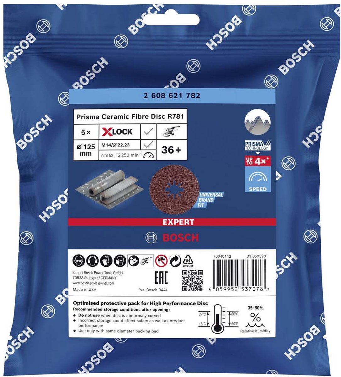 Bosch r781 expert prisma - fiberschijf - 125mm - x-lock - p36