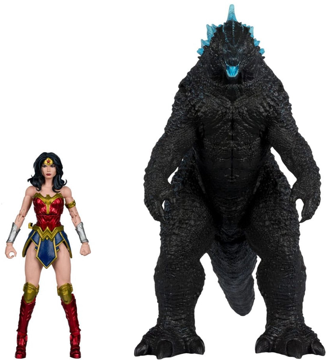 Mcfarlane Toys DC Justice League Monsterverse DC Multiverse Action Figure Confezione da 2 Wonder Woman vs. Atomic Blast Godzilla Action Figure da 18 cm