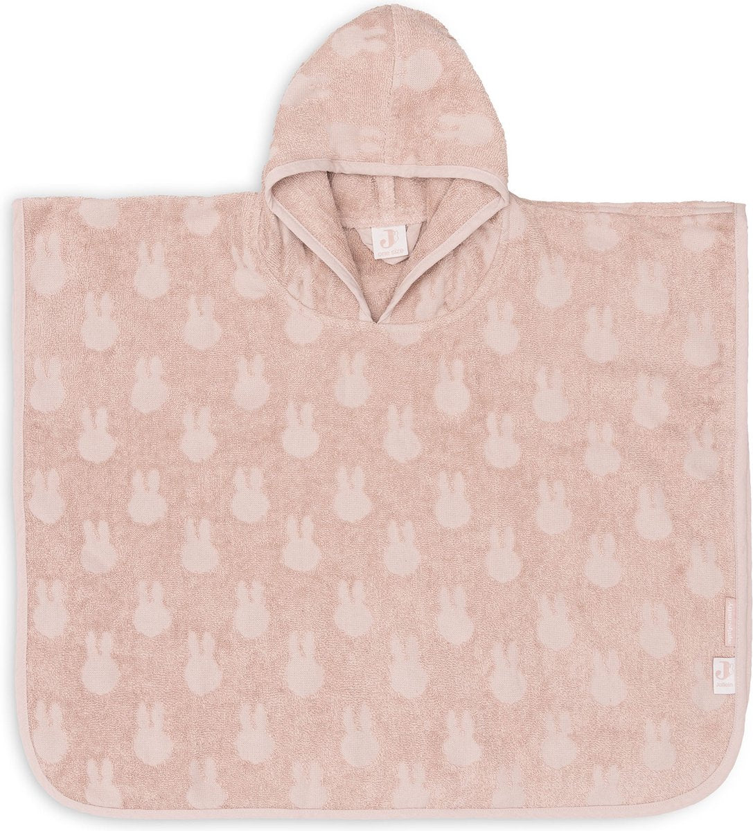 Jollein x Miffy - poncho da bagno in spugna per bambini - mantella da bagno per bambini con cappuccio - miffy jacquard - rosa selvatica