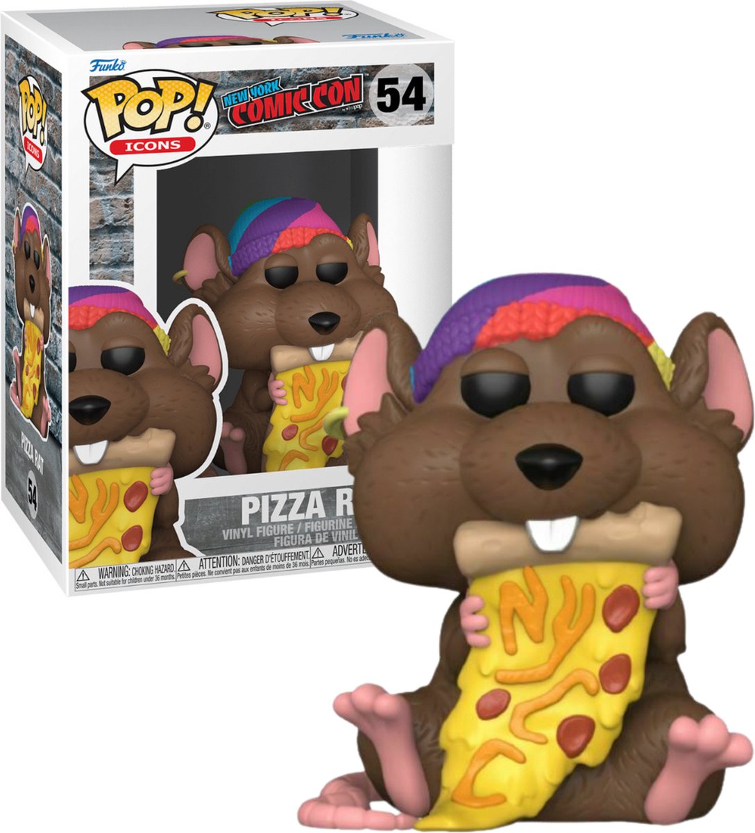 ¡Funko pop! iconos comic con nueva york pizza rata